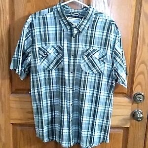 Prana green/brown plaid shirt